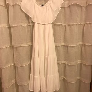 white ruffle maxi dress